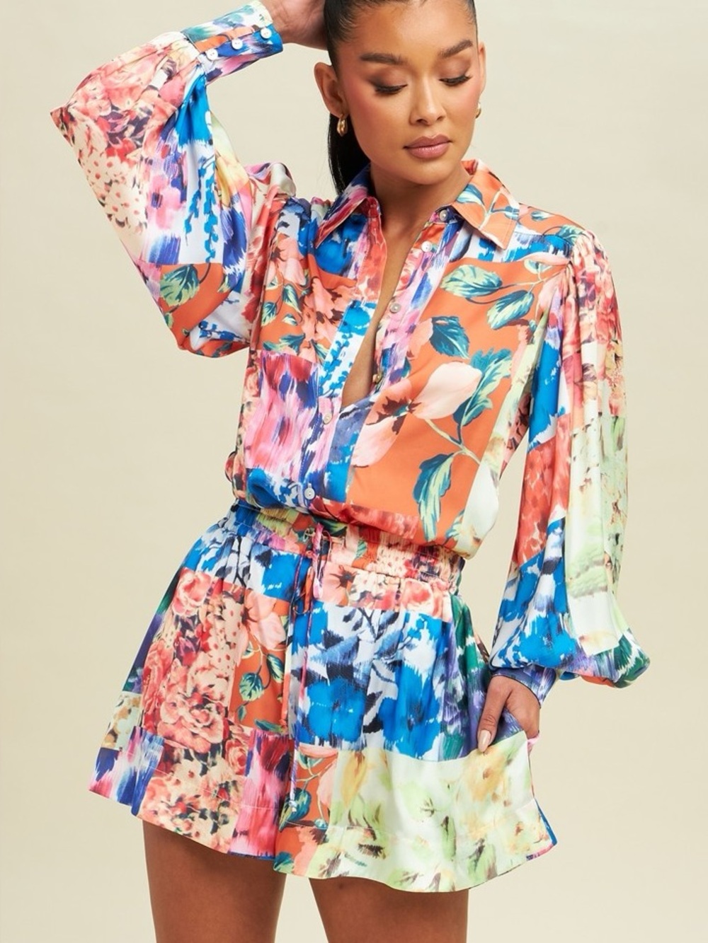 Colorful Patchwork Two-Piece Set - Picture 2 of 4